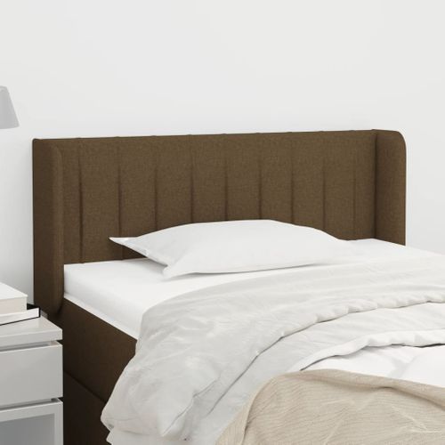 Tête De Lit Avec Oreilles Marron Foncé 103x16x78/88 Cm Tissu