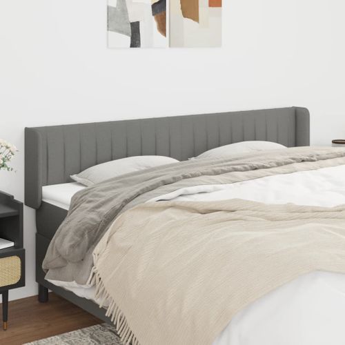 Tête De Lit Avec Oreilles Gris Foncé 183x16x78/88 Cm Tissu