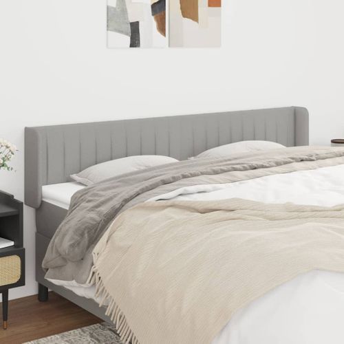 Tête De Lit Avec Oreilles Gris Clair 203x16x78/88 Cm Tissu