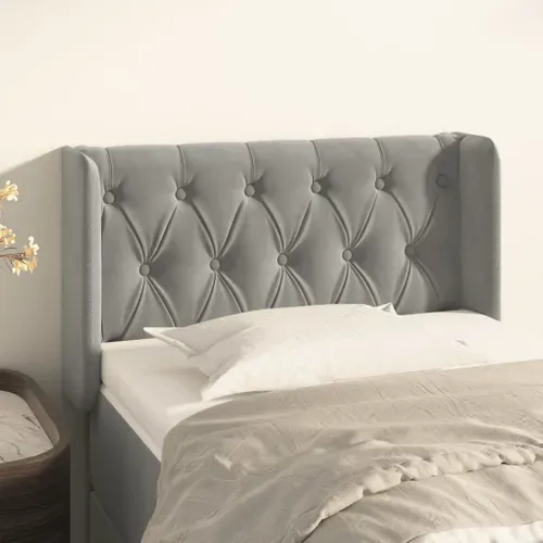 Tête De Lit Avec Oreilles Gris Clair 83x16x78/88 Cm Velours