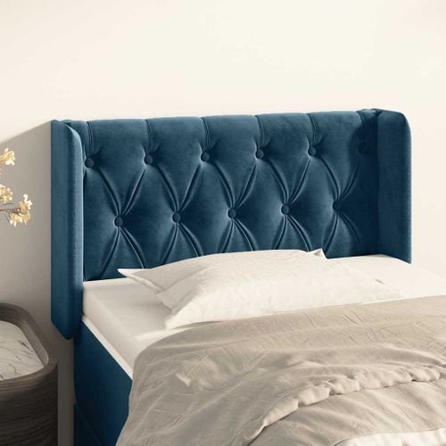 Tête De Lit Avec Oreilles Bleu Foncé 83x16x78/88 Cm Velours