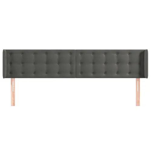 Tête De Lit Avec Oreilles Gris Foncé 183x16x78/88 Cm Velours