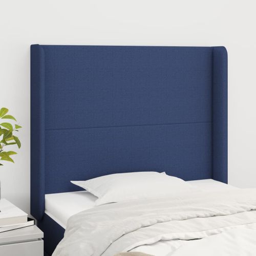 Tête De Lit Avec Oreilles Bleu 83x16x118/128 Cm Tissu