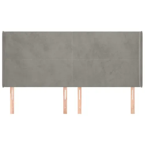 Tête De Lit Avec Oreilles Gris Clair 183x16x118/128 Cm Velours