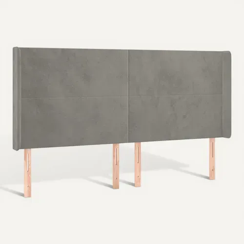 Tête De Lit Avec Oreilles Gris Clair 183x16x118/128 Cm Velours