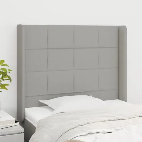 Tête De Lit Avec Oreilles Gris Clair 93x16x118/128 Cm Tissu