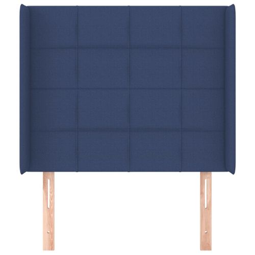 Tête De Lit Avec Oreilles Bleu 93x16x118/128 Cm Tissu