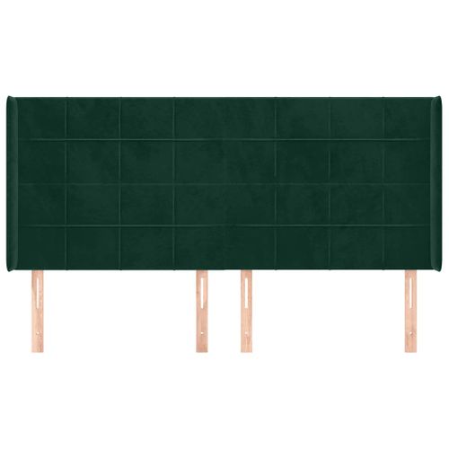 Tête De Lit Avec Oreilles Vert Foncé 203x16x118/128 Cm Velours