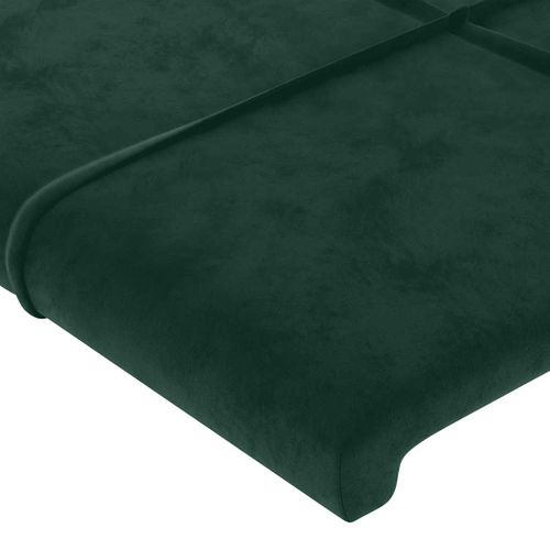 Tête De Lit Avec Oreilles Vert Foncé 203x16x118/128 Cm Velours