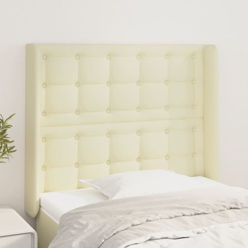 Tête De Lit Avec Oreilles Crème 83x16x118/128 Cm Simili