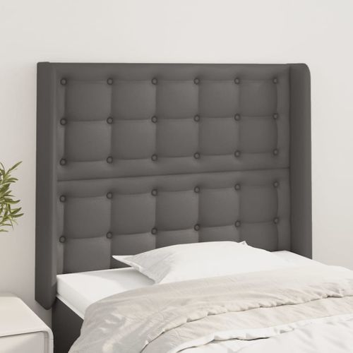 Tête De Lit Avec Oreilles Gris 103x16x118/128 Cm Simili