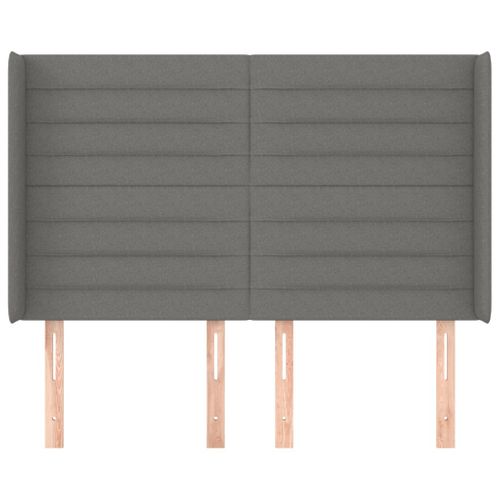 Tête De Lit Avec Oreilles Gris Foncé 147x16x118/128 Cm Tissu