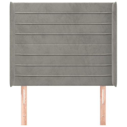 Tête De Lit Avec Oreilles Gris Clair 93x16x118/128 Cm Velours