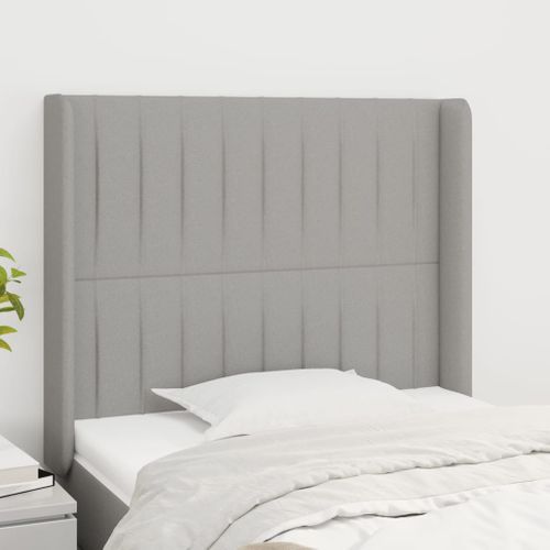 Tête De Lit Avec Oreilles Gris Clair 93x16x118/128 Cm Tissu