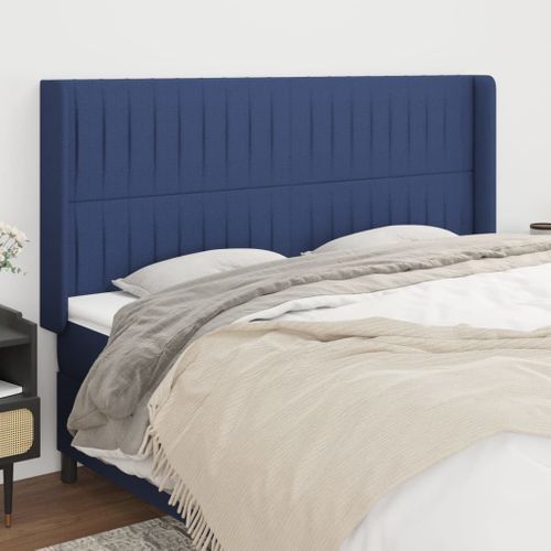 Tête De Lit Avec Oreilles Bleu 163x16x118/128 Cm Tissu