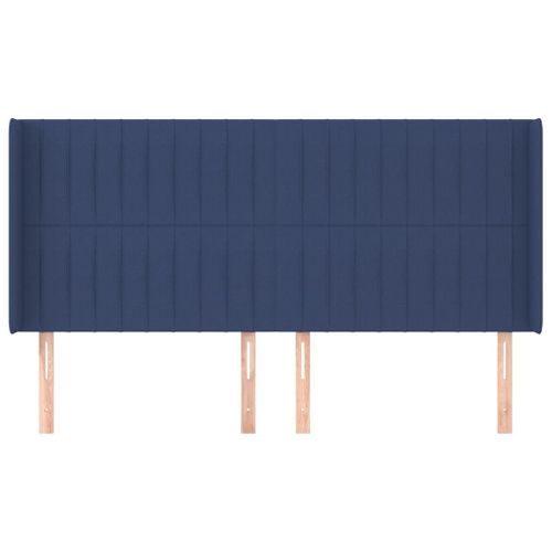 Tête De Lit Avec Oreilles Bleu 163x16x118/128 Cm Tissu