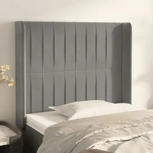 Tête De Lit Avec Oreilles Gris Clair 93x16x118/128 Cm Velours