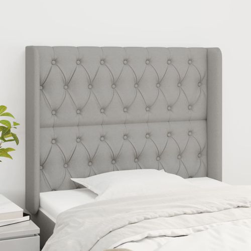 Tête De Lit Avec Oreilles Gris Clair 103x16x118/128 Cm Tissu