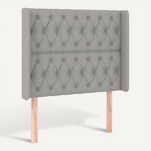 Tête De Lit Avec Oreilles Gris Clair 103x16x118/128 Cm Tissu