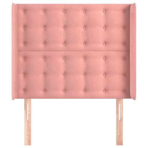 Tête De Lit Avec Oreilles Rose 103x16x118/128 Cm Velours