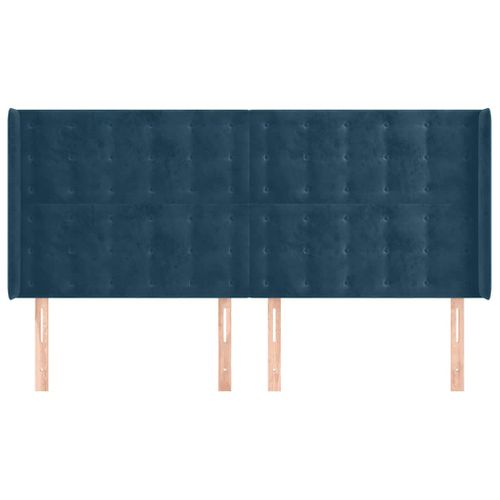 Tête De Lit Avec Oreilles Bleu Foncé 203x16x118/128 Cm Velours