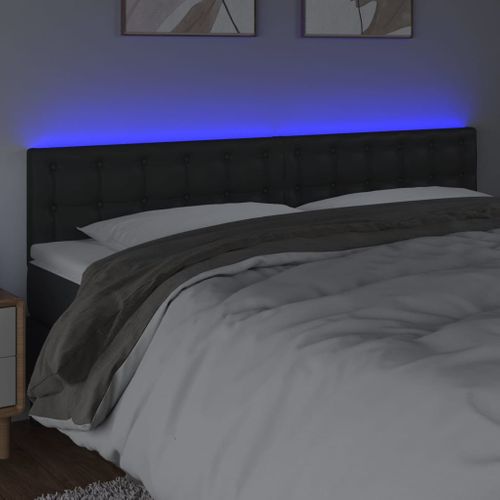 Tête De Lit à LED Noir 200x5x78/88 Cm Simili