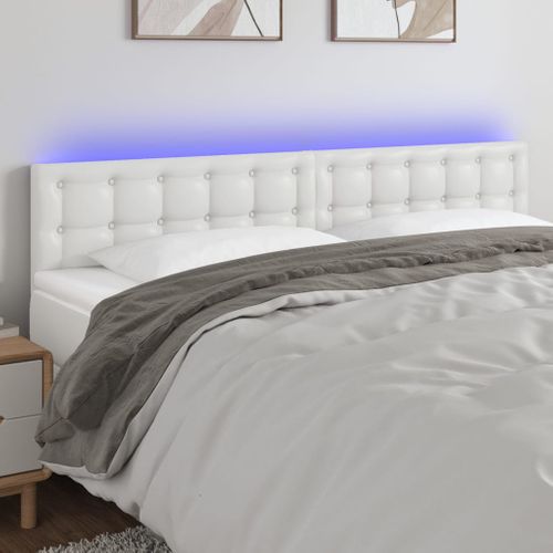 Tête De Lit à LED Blanc 200x5x78/88 Cm Simili