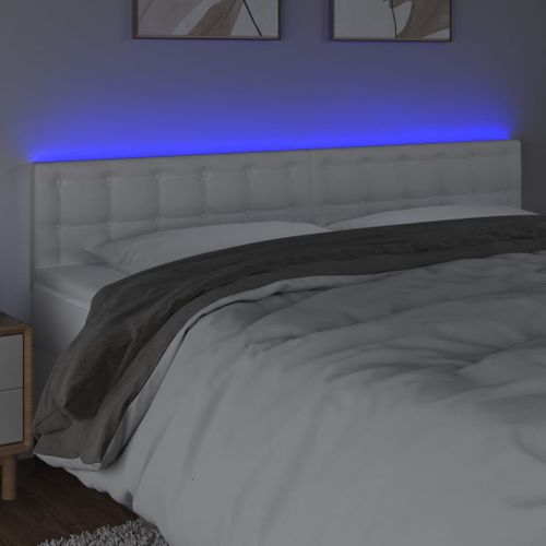 Tête De Lit à LED Blanc 200x5x78/88 Cm Simili