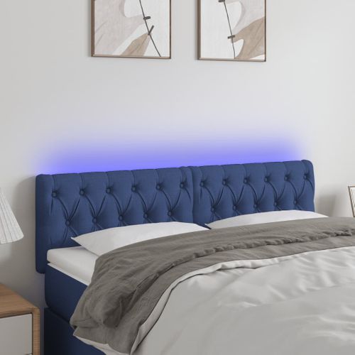Tête De Lit À LED Bleu 160x7x78/88 Cm Tissu