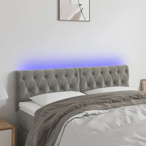 Tête De Lit à LED Gris Clair 160x7x78/88 Cm Velours