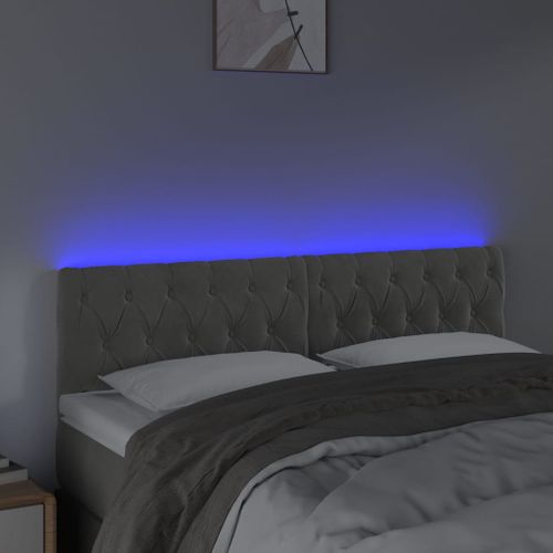 Tête De Lit à LED Gris Clair 160x7x78/88 Cm Velours