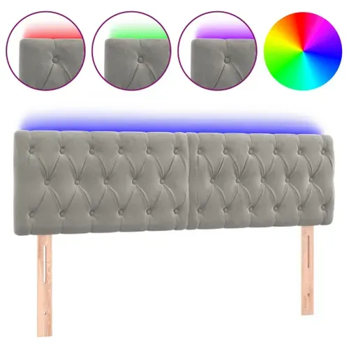 Tête De Lit à LED Gris Clair 160x7x78/88 Cm Velours