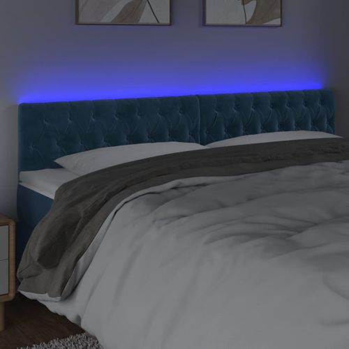 Tête De Lit À LED Bleu Foncé 200x7x78/88 Cm Velours