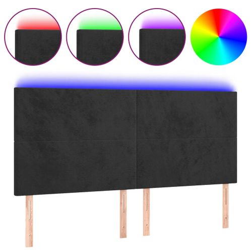 Tête De Lit à LED Noir 160x5x118/128 Cm Velours