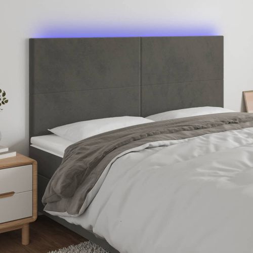 Tête De Lit à LED Gris Foncé 180x5x118/128 Cm Velours