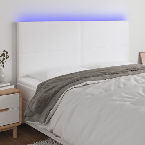 Tête De Lit à LED Blanc 180x5x118/128 Cm Simili