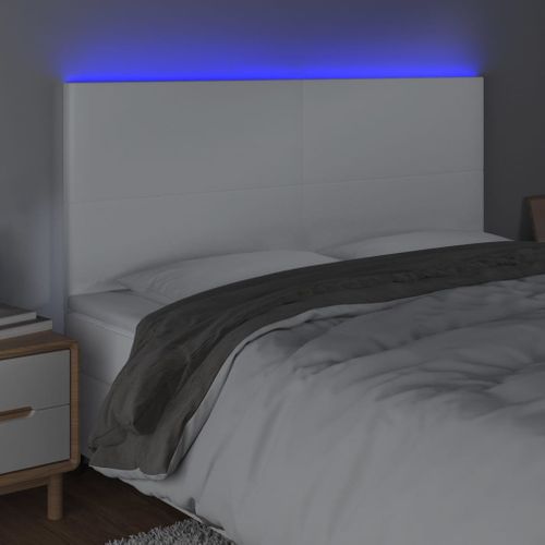 Tête De Lit à LED Blanc 180x5x118/128 Cm Simili