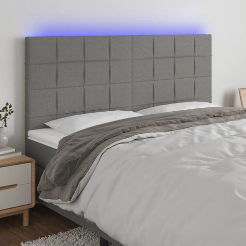 Tête De Lit à LED Gris Foncé 160x5x118/128 Cm Tissu