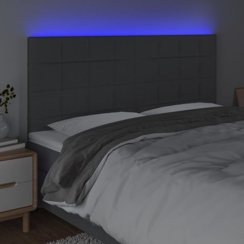 Tête De Lit à LED Gris Foncé 160x5x118/128 Cm Tissu