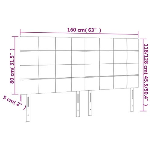 Tête De Lit à LED Gris Foncé 160x5x118/128 Cm Tissu