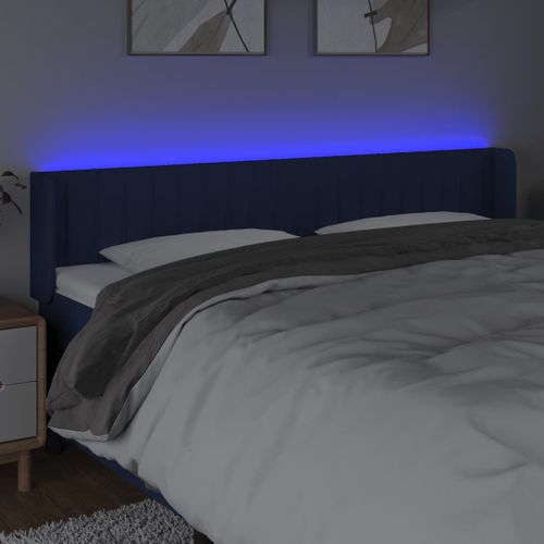 Tête De Lit À LED Bleu 203x16x78/88 Cm Tissu