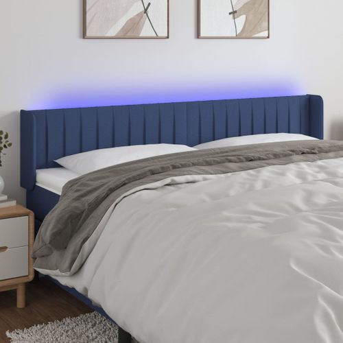 Tête De Lit À LED Bleu 203x16x78/88 Cm Tissu