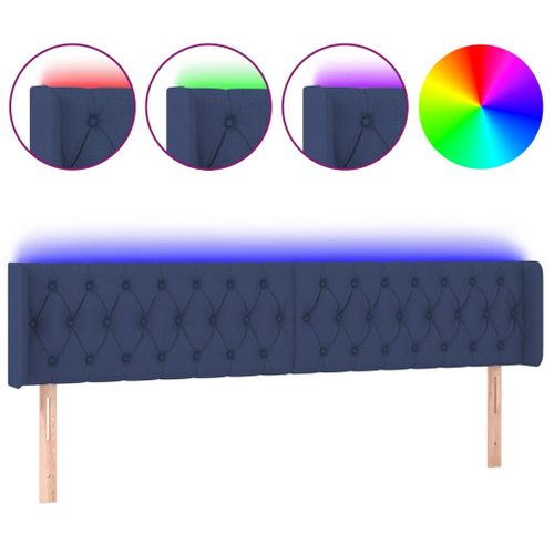 Tête De Lit À LED Bleu 203x16x78/88 Cm Tissu