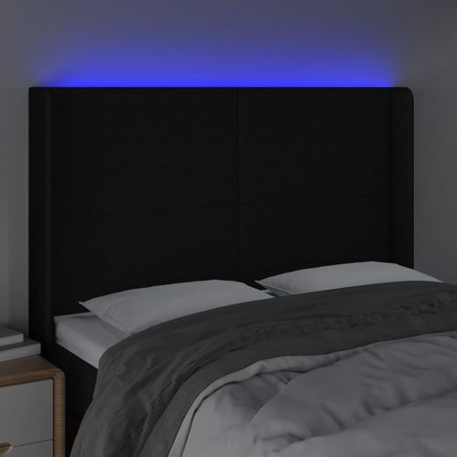 Tête De Lit À LED Noir 147x16x118/128 Cm Tissu