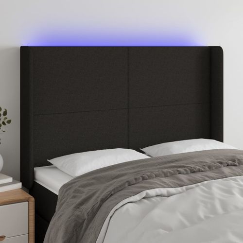 Tête De Lit À LED Noir 147x16x118/128 Cm Tissu