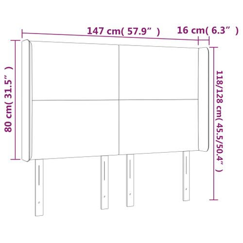 Tête De Lit À LED Noir 147x16x118/128 Cm Tissu
