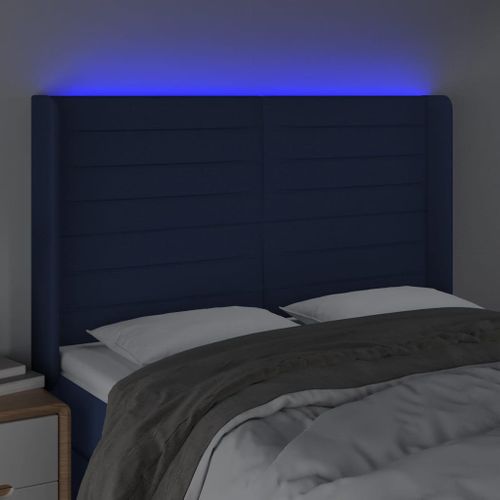 Tête De Lit À LED Bleu 147x16x118/128 Cm Tissu