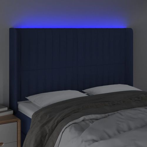 Tête De Lit À LED Bleu 147x16x118/128 Cm Tissu