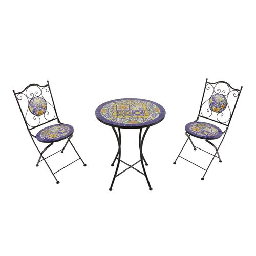 Amélie Table Et Chaise Bistrot, 2 Chaises 1 Table,  Ensemble Bistro Extérieur Mosaique