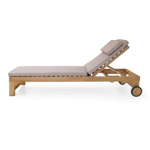Rama Bain De Soleil En Bois De Teck Avec Coussin - Transat Jardin Réglable En 4 Positions -